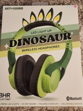 LED Light Up Dinosaur Wireless Headphones - Green